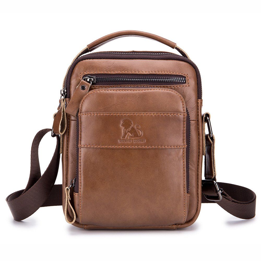 

New Men's Leather Portable Small Crossbody, Brown