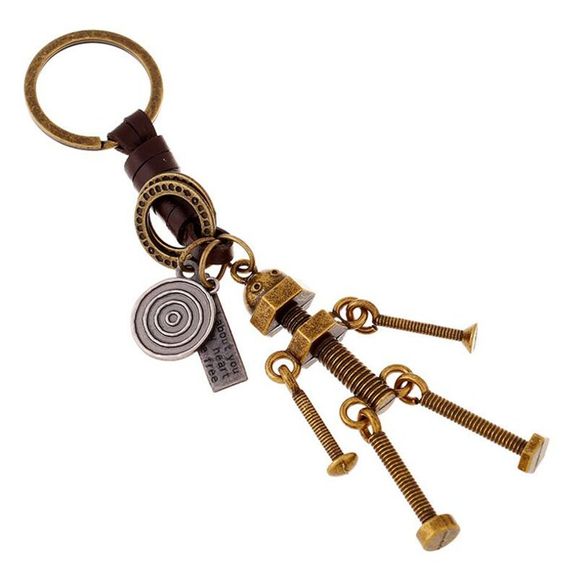 Porte-clés en cuir de robot - Bronze 