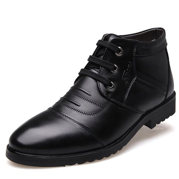 MUHUISEN Chaussures d'Hiver Décontractées Bottes en Peluche Chaudes à Lacets à la Mode pour Homme - Noir EU 42