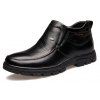 MUHUISEN Chaussures en Peluche Chaudes Bottes de Neige Décontractées en Cuir Souple pour Homme - Noir EU 44