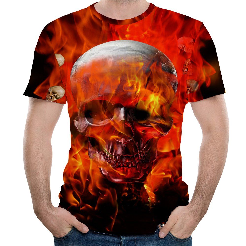 

New Summer Casual Digital Print T-shirt, Multi-c