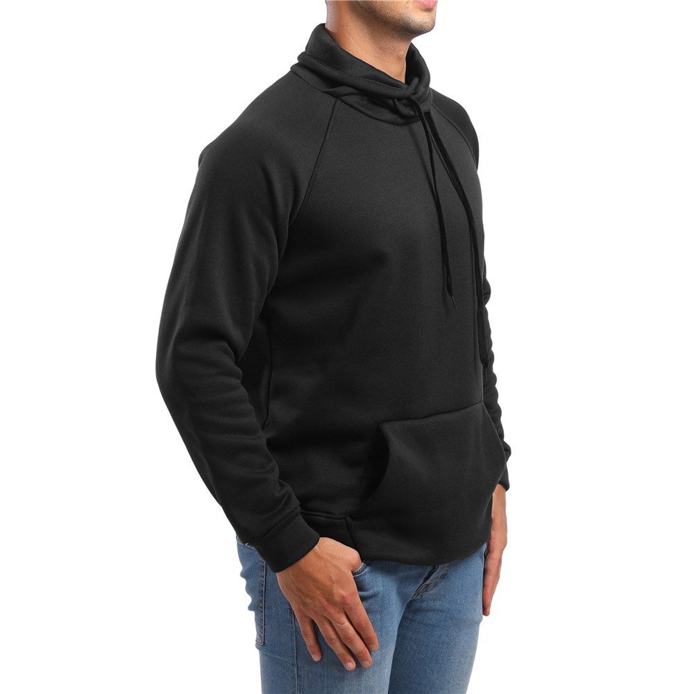 

Men's Casual Raglan Sleeve Solid Color Turtleneck Sweatshirt, Black