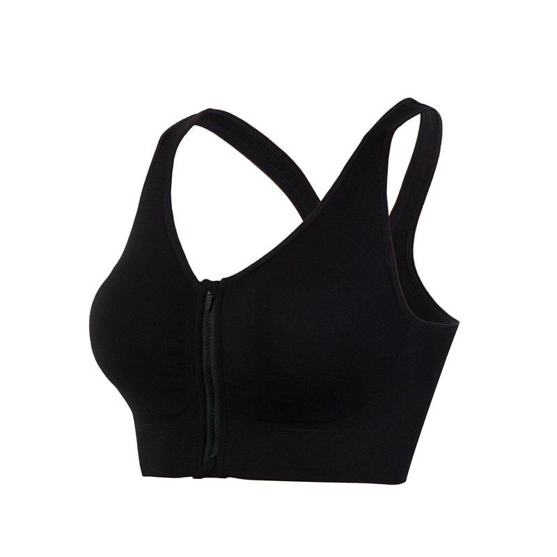 

Women's Sports Zipper Tennis Running Fitness Yoga Bra, Black
