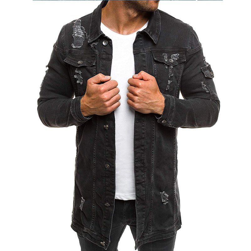 

Long Men's Holes Beggar Jackets, Black
