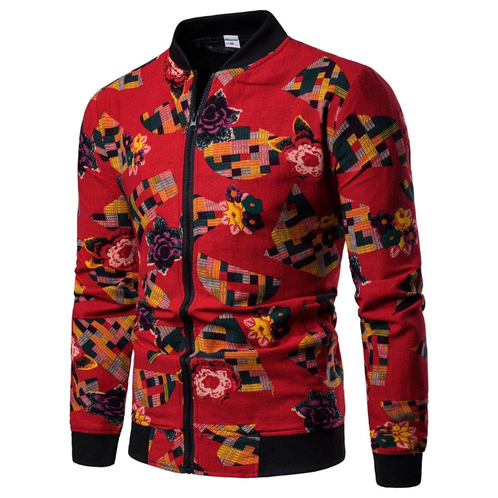 

Floral Baseball Uniform Jacket Casual Men' Coat, Multi-k
