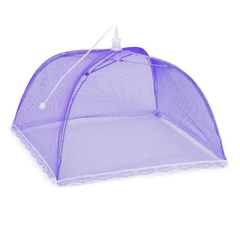 

43cm Home Folding Dish Cover Fine Mesh Large Anti Fly Family Food Net Covers, Purple