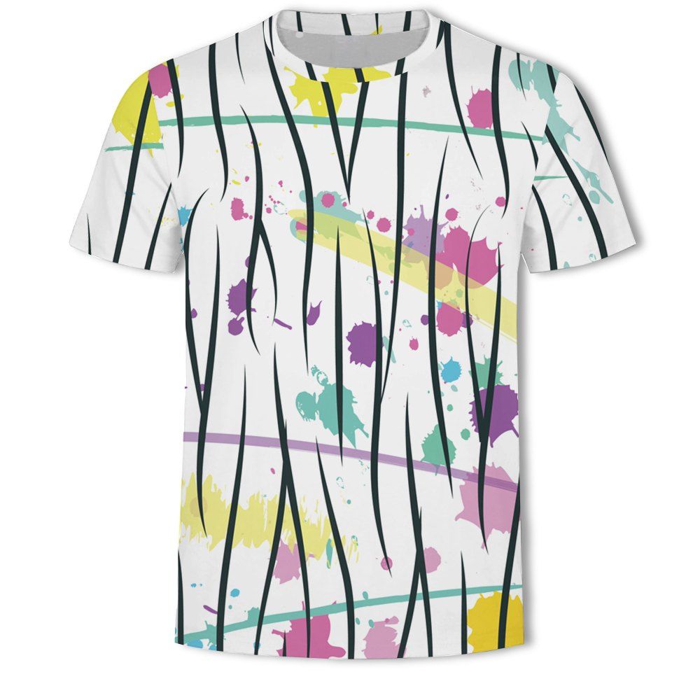 

New Fashion Loose Casual 3D Printed Short T-Shirt, Multi-h