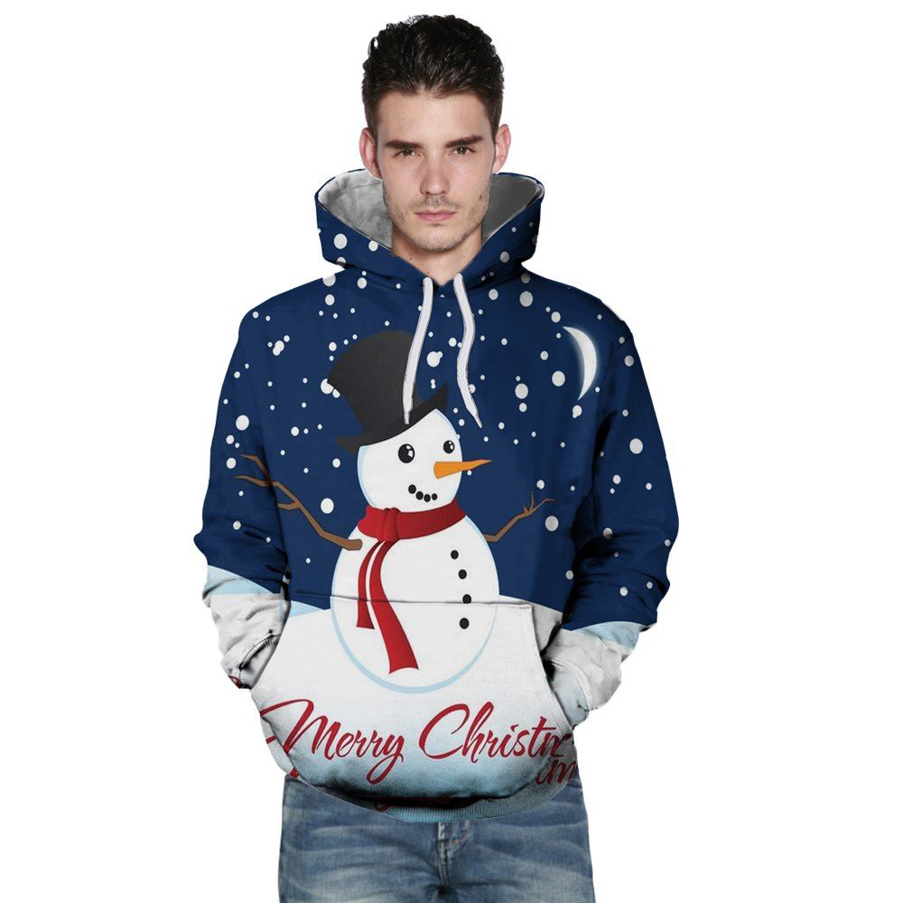 

Winter Sports Christmas 3D Print Mens Hoodie, Multi-c