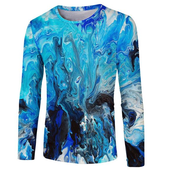 T-shirt à manches longues 3D Trend Digital pour hommes, à la mode classique - multicolor F M