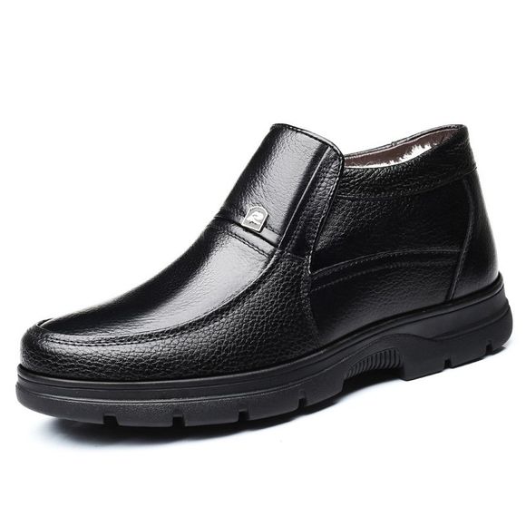 MUHUISEN Chaussures en Cuir pour Hiver Bottes de Neige en Peluche Chaudes Décontractées Confortables pour Homme - Noir EU 46