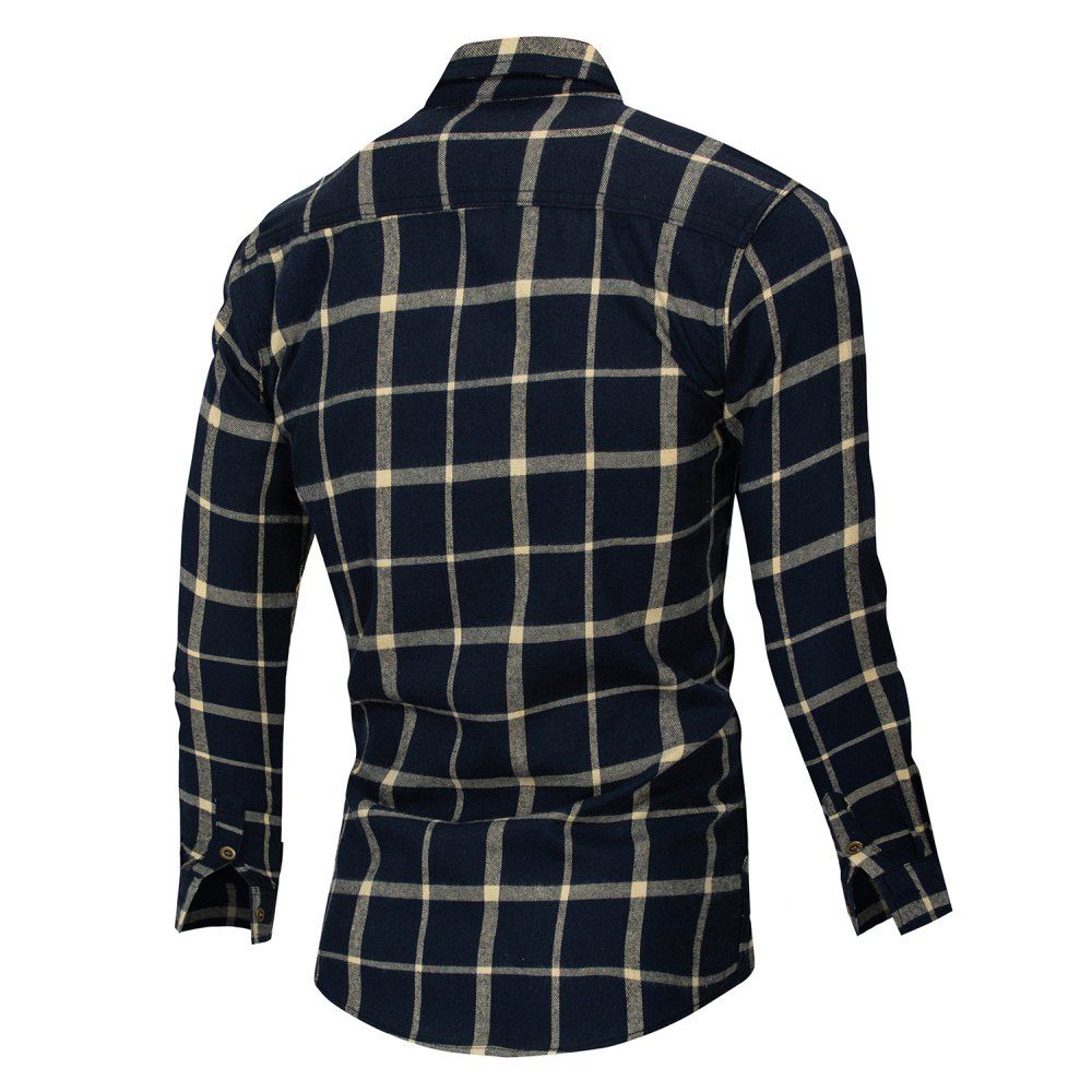 

Men's New Long Sleeve Flannel Plaid Casual Fashion Shirt, Light khaki