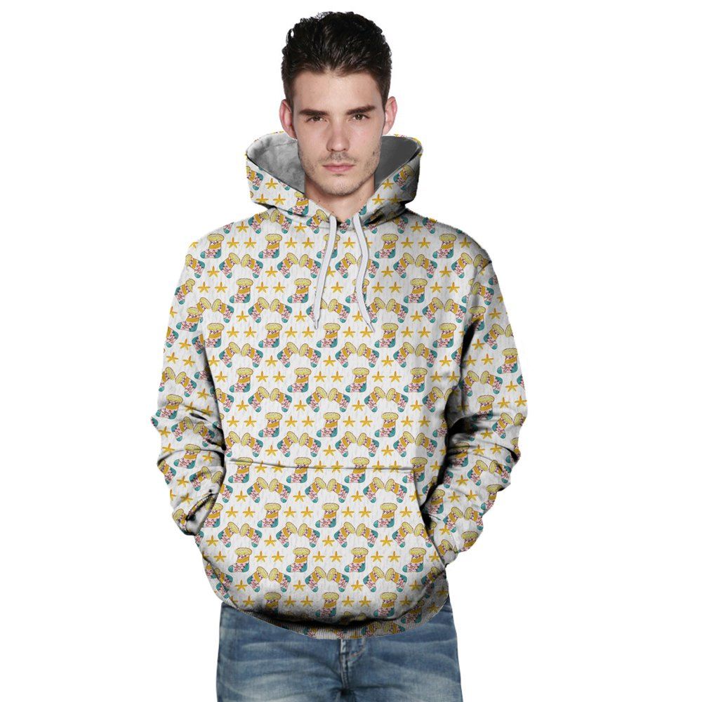 

Fashion Casual Christmas Sleeve 3D Printed Sweatshirt, Beige