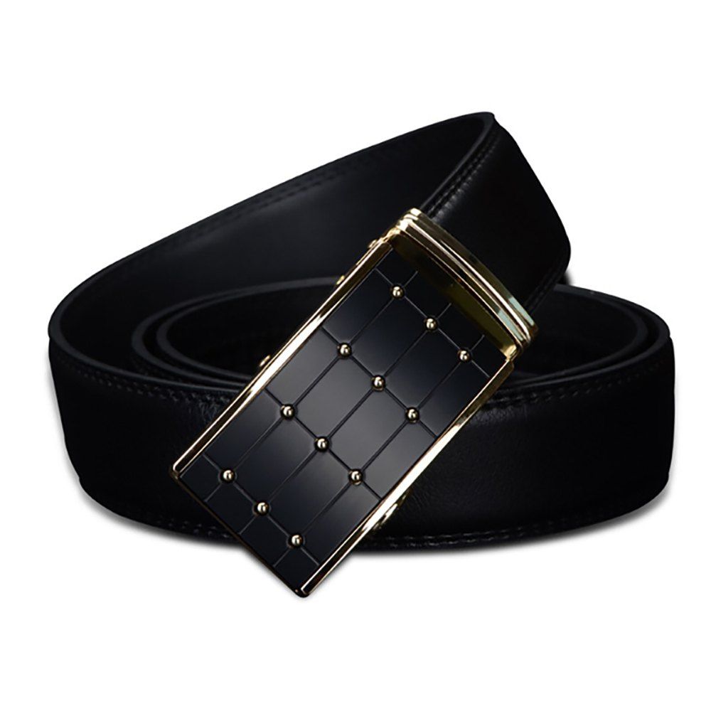 

COWATHER CZ023 Leather Casual Automatic Buckle Simple Business Dress Belt, Black