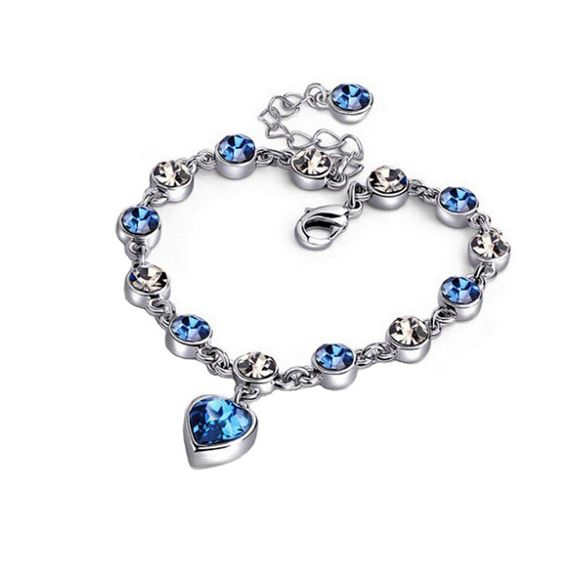 Bracelet de bijoux de mode Minimalism Diamond Hearts Lady - Ciel Bleu Foncé 