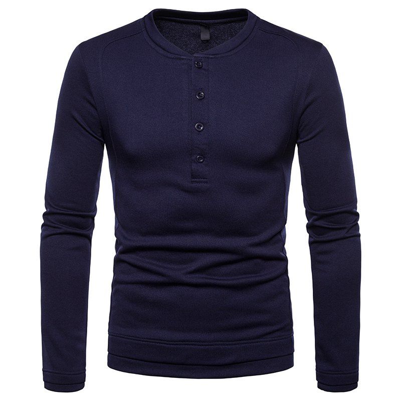 

Men's Plus Warm Fashion Casual Long-Sleeved T-Shirt, Cadetblue