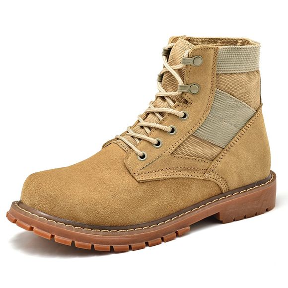 Men'S Army Boots with Wide Head and Thick Bottom Leather - MUSTARD EU 42