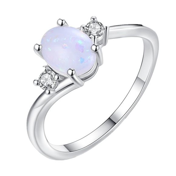 Cadeau d'anniversaire de bague en diamant d'opale de coupe ovale - Blanc US 9