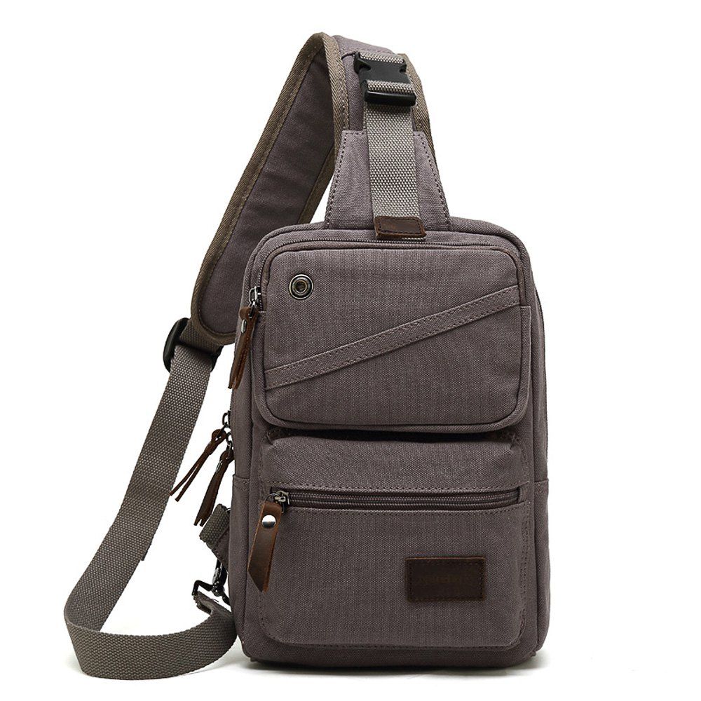

Durable Outdoor Pure Cotton Canvas Small Size Cross Body Bag for Men Daily Use, Gray
