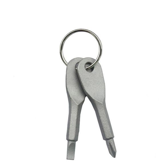 Porte-clés plat en acier inoxydable - Argent 
