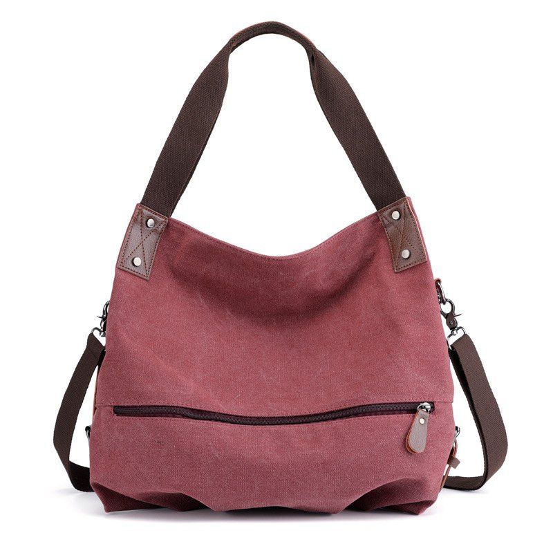 

Women Casual Canvas Large Capacitty Handbag, Tulip pink