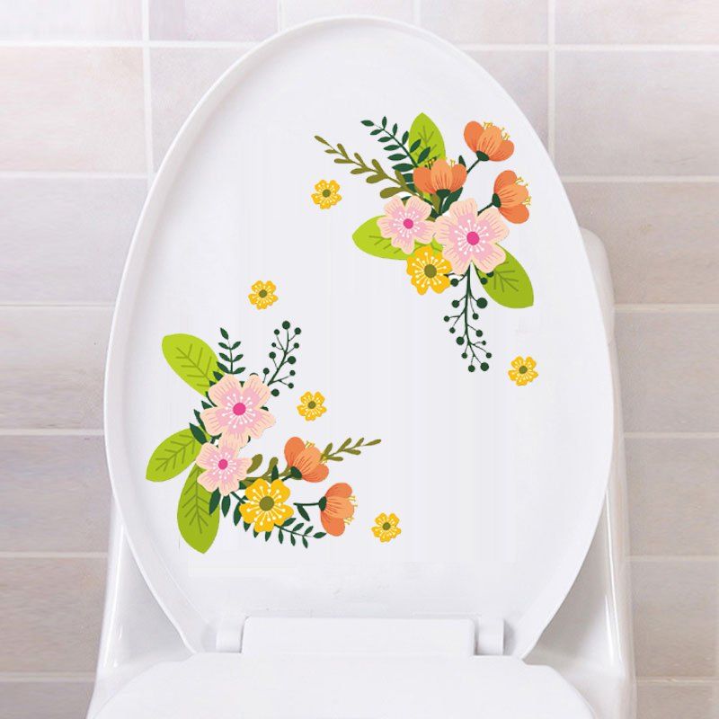 

Coloured Flowers Toilet Fridge Wall Stickers, Multi