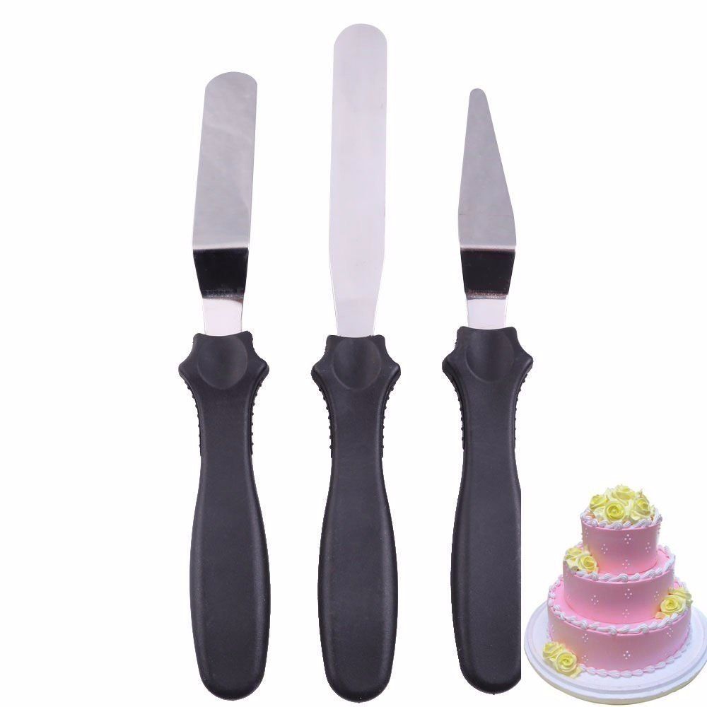 

3pcs/set Cake Icing Decorate Spatula Smooth Stainless Steel Kitchen Knife, Silver