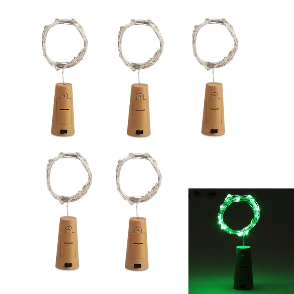 

5PCS 2M 20-LED Red Wine Cork Festive String Lights, Green