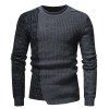 Mode Homme Col Rond Personnalité Couleur Assortie Sauvage Pull Slim Pull - Gris XL