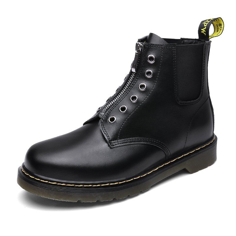 

Winter Velvet Wear-Resistant Breathable Leather Men'S Tooling Boots, Jet black