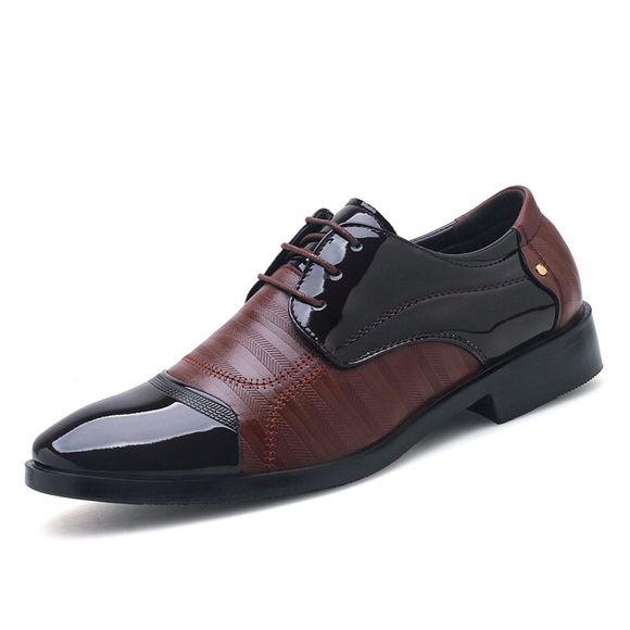 Plus Size Men Shining Upper Chaussures en cuir à lacets - Brun EU 40