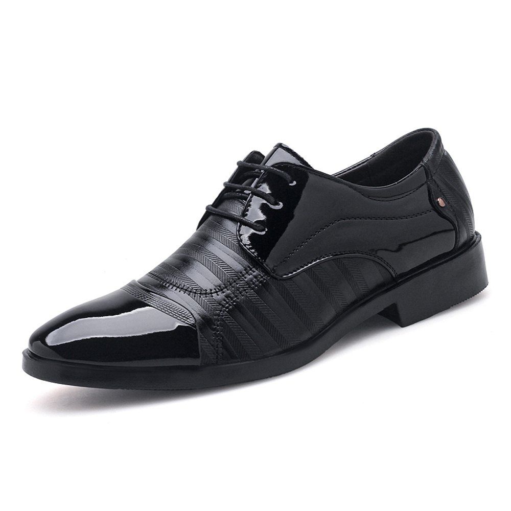 

Plus Size Men Shining Upper Lace up Leather Shoes, Black