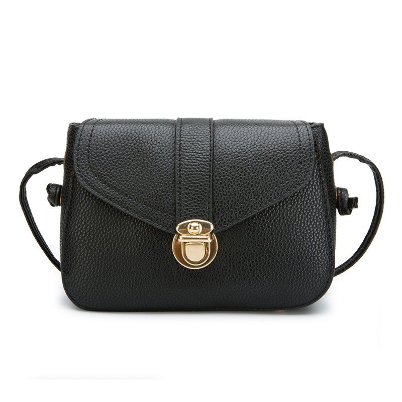 

Lychee Stripes Folding Lock Lady'S Satchel Crossbody Bag, Black