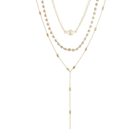 Collier de mode de collier de perles - Or 