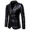 Veste à revers en cuir pour hommes - Noir M