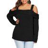 One Word Collar Off Shoulder Long Sleeve Blouse - BLACK 4XL