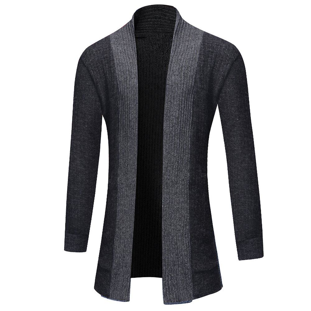 

Men's Fashion Solid Color Cardigan in Long Paragraph Wild Sweater, Dark gray