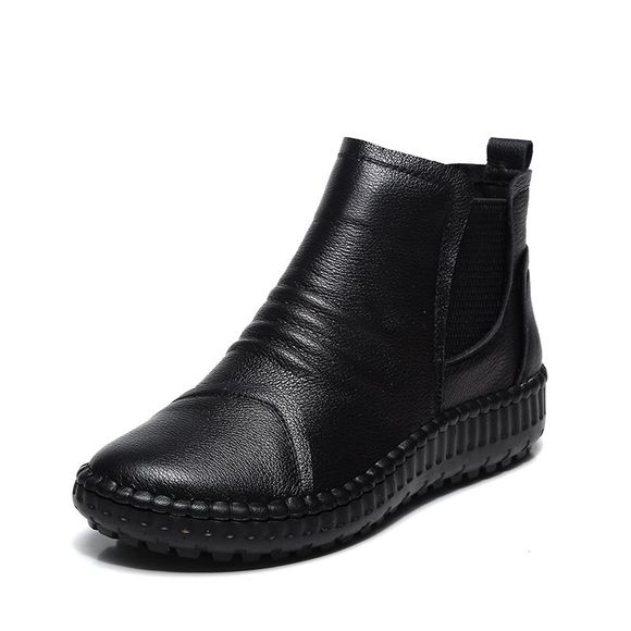 Bottes en cuir dames chaussures d'hiver - Noir EU 40