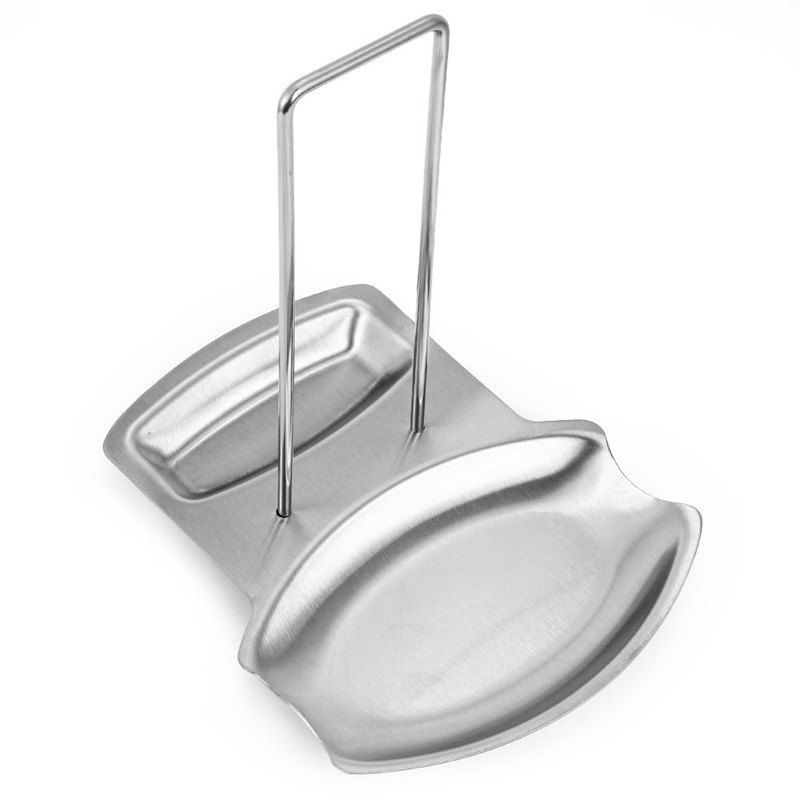 

Stainless Steel Pan Pot Rack Cover Lid Rest Stand Spoon Holder, Silver