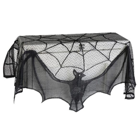 Halloween Decor Haunted House gothique dentelle noire araignée rideaux - Noir 