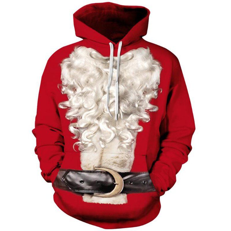

Men Casual 3D Print Santa Claus Print Christmas Hoodie, Red