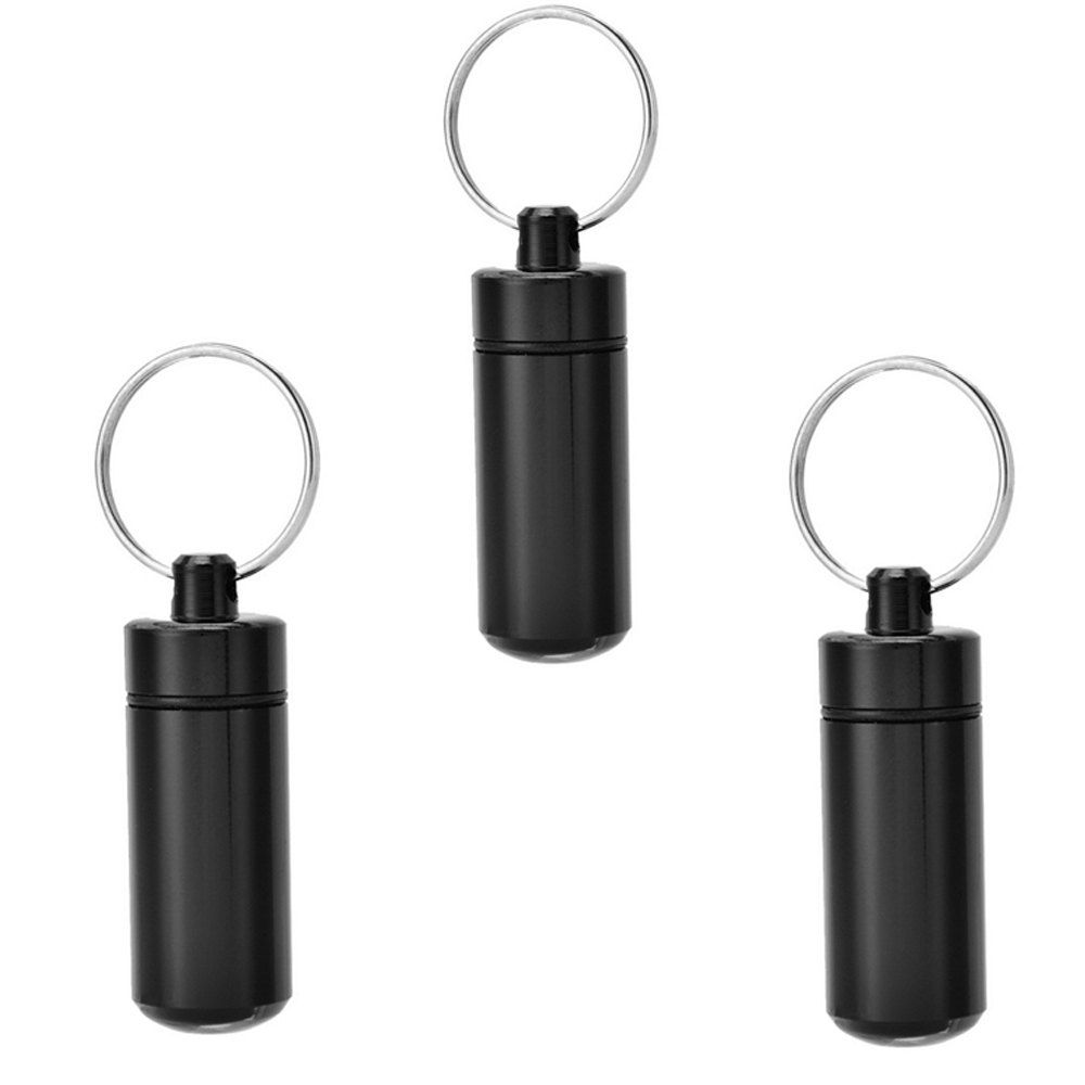 

(3PCS) Medicine Canister Outdoor Convenient Cartridge Keychain, Black