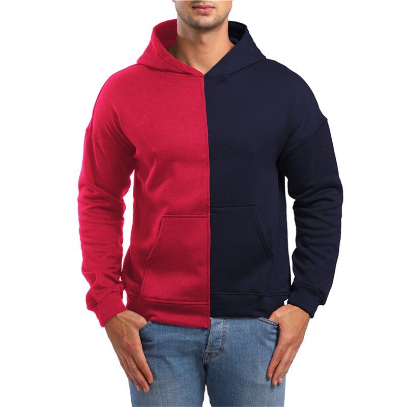 

Casual Asymmetrical Men Hooded Sweater, Deep blue