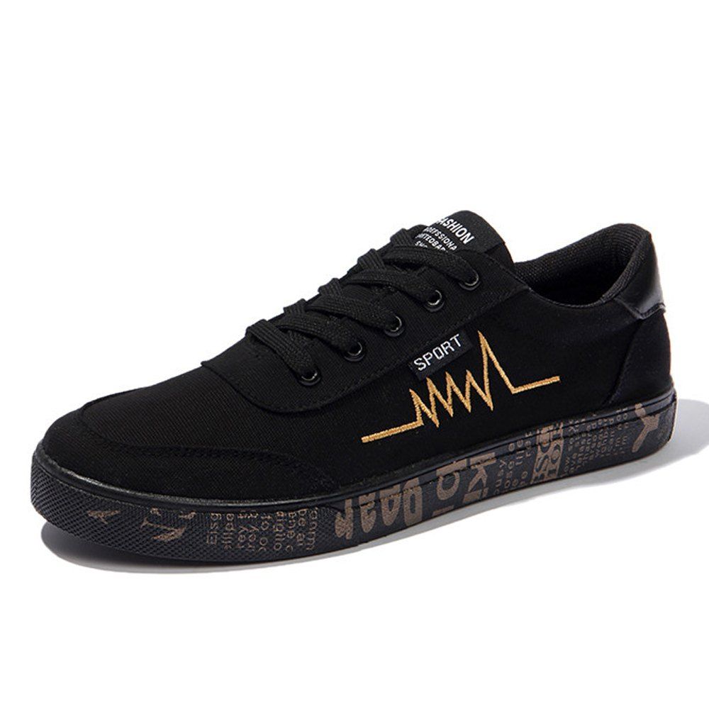 

Men's Flat Canvas Sport Leisure Trend Joker Student Shoes, Champagne gold