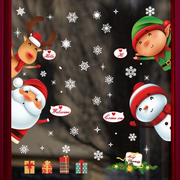 QKS10242 Joyeux Noël PVC Porte Fenêtre Wall Sticker - multicolor 