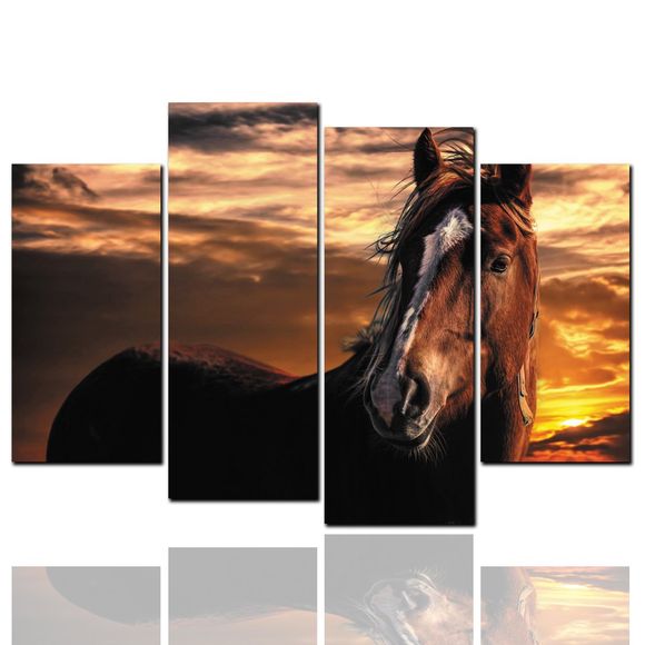 HD Inkjet Paints Peinture décorative animale cheval brun - multicolor 30CM*60CM*2PCS+30CM*80CM*2PCS