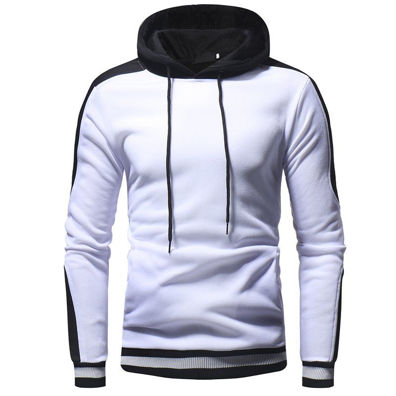 

2018 Winter Pullover Slim Casual Streetwear Solid Color Men Hoodies, White