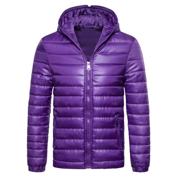 Manteau d'hiver à capuchon de couleur d'hiver pour hommes - Pourpre XL