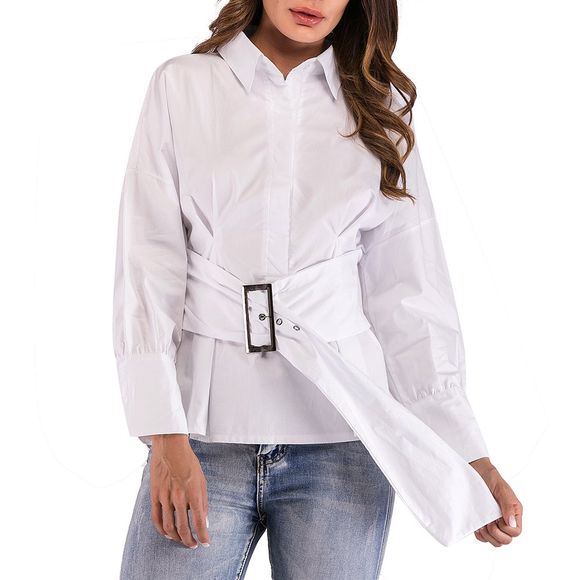 Chemise décontractée à manches courtes - Blanc L