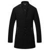 Manteau en mélange de laine à boutonnage simple et à manches longues pour hommes - Noir XL