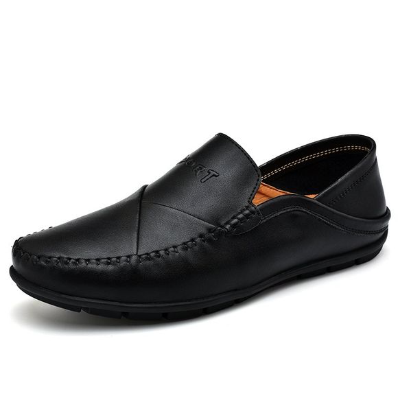 Chaussures en cuir respirant paresseux respirant pour hommes - Noir EU 38